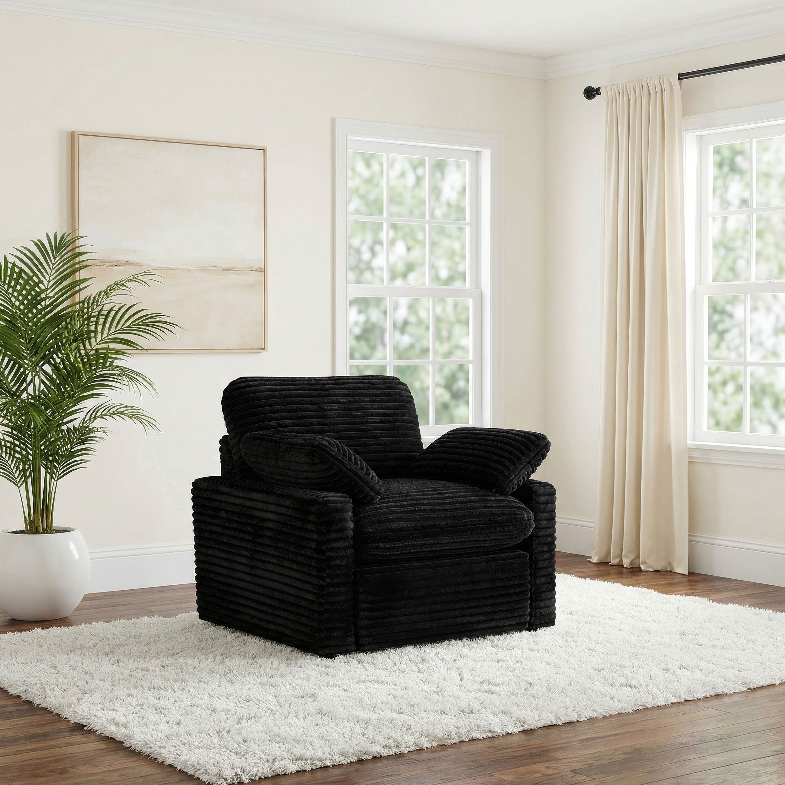 Collins Upholstered Power Recliner Chair Black — view 2