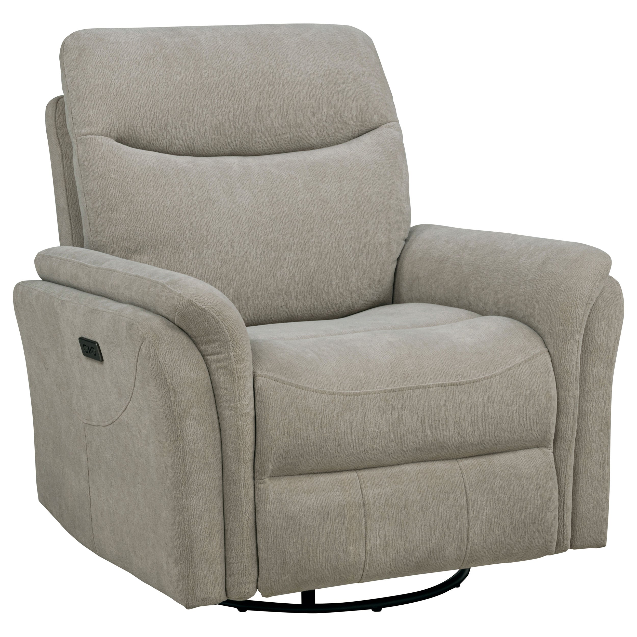 Adler Upholstered Power Swivel Glider Recliner Greige — view 4