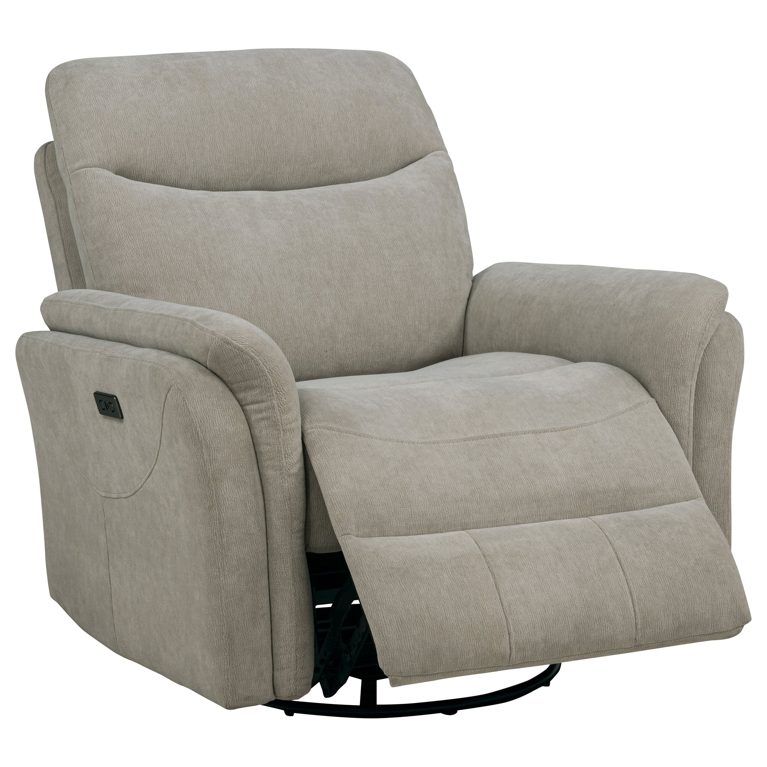Adler Upholstered Power Swivel Glider Recliner Greige — view 1