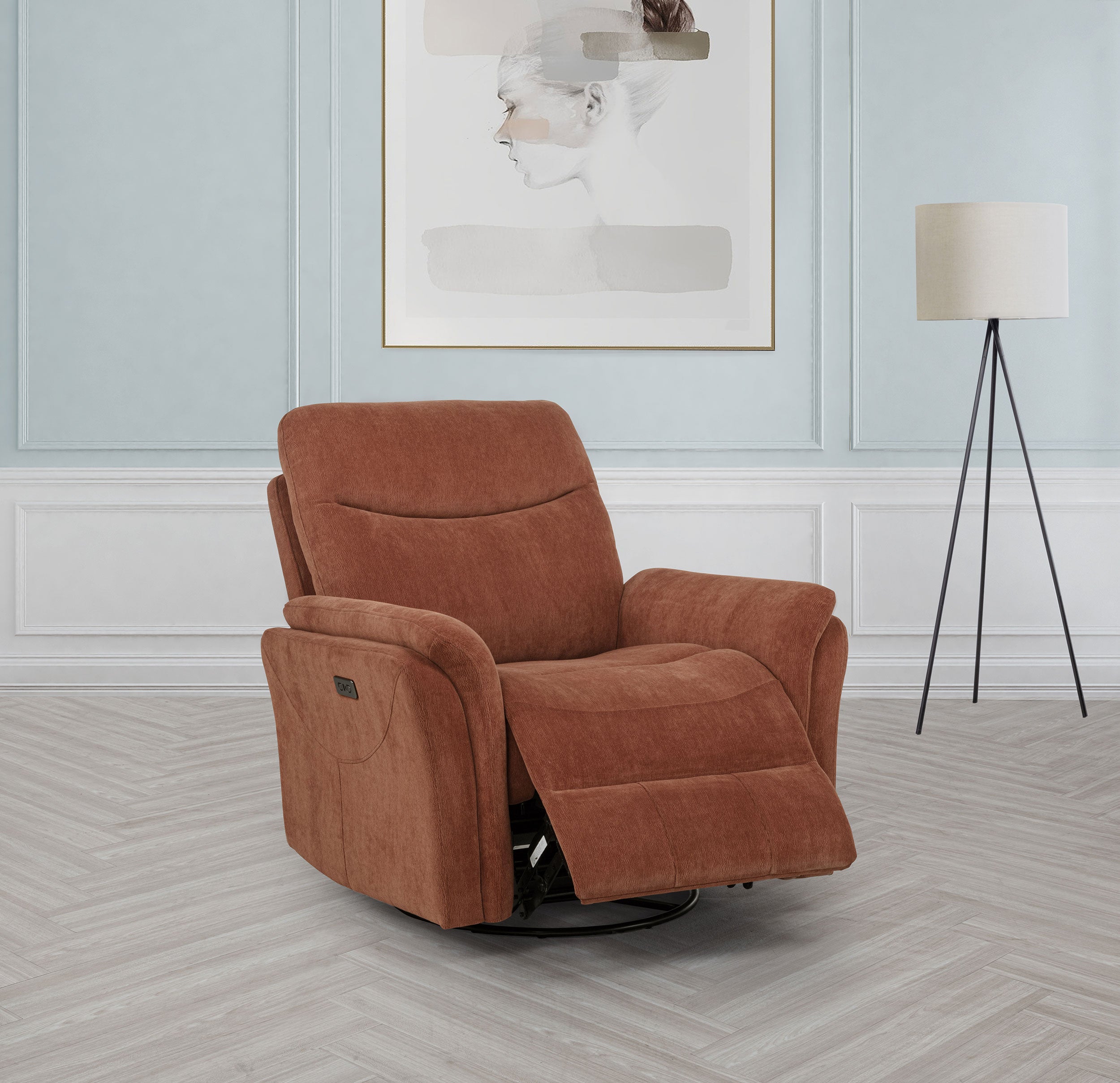 Adler Upholstered Power Swivel Glider Recliner Rust — view 3