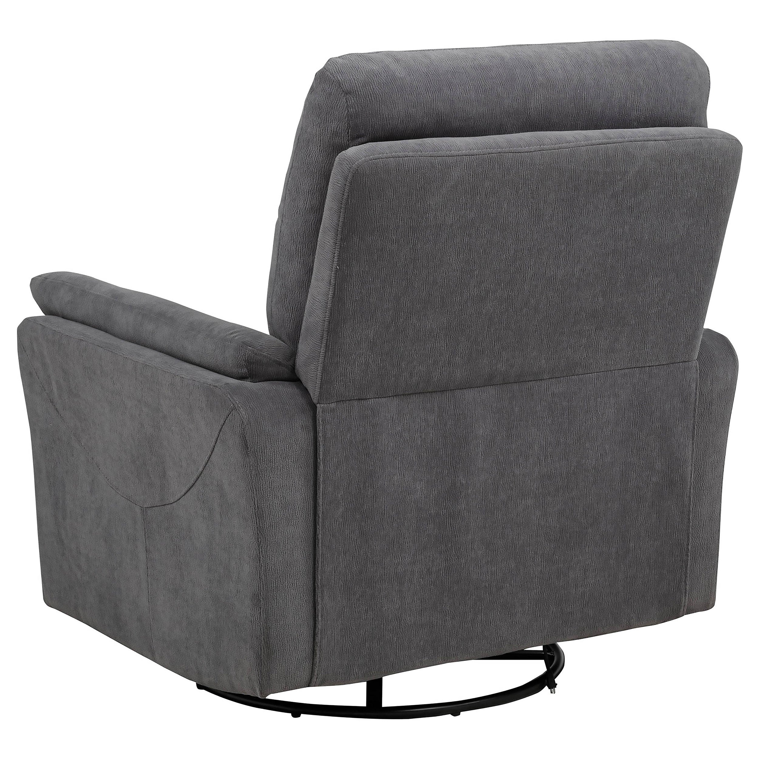 Adler Upholstered Power Swivel Glider Recliner Charcoal Grey — view 7