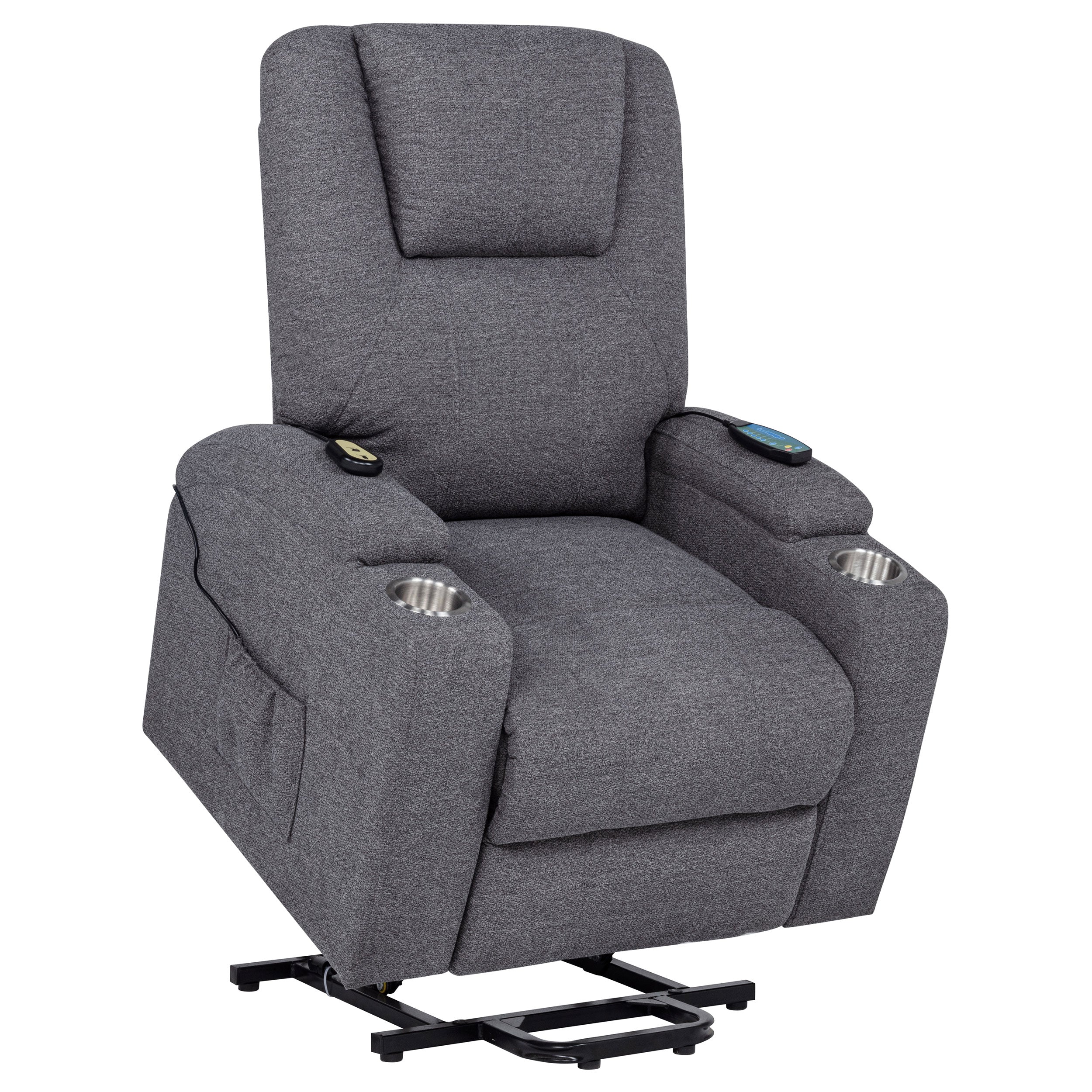 Louie Chenille Upholstered Power Lift Massage Chair Grey — view 5