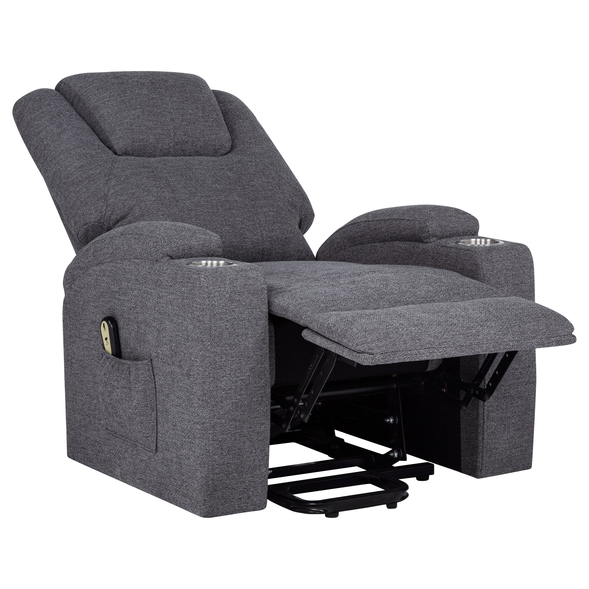 Louie Chenille Upholstered Power Lift Massage Chair Grey — view 7