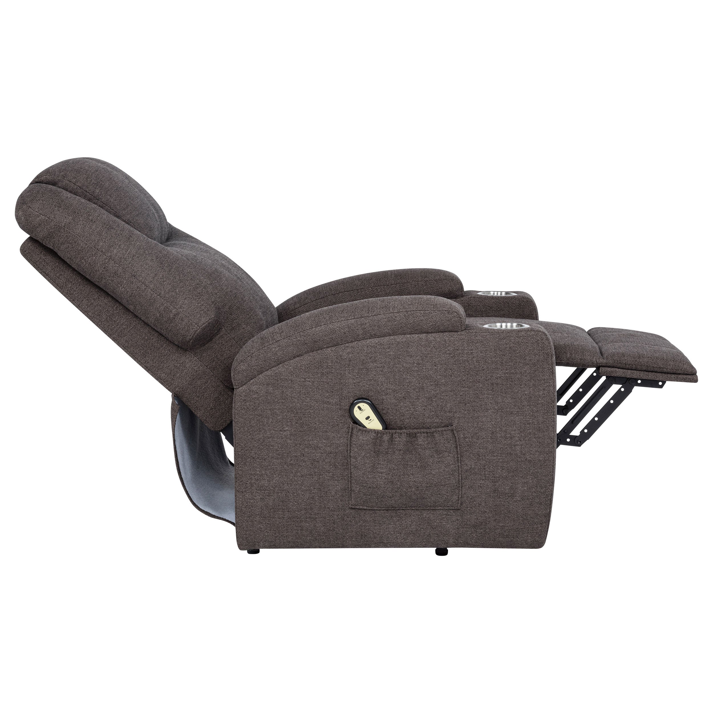 Louie Chenille Upholstered Power Lift Massage Chair Brown — view 10