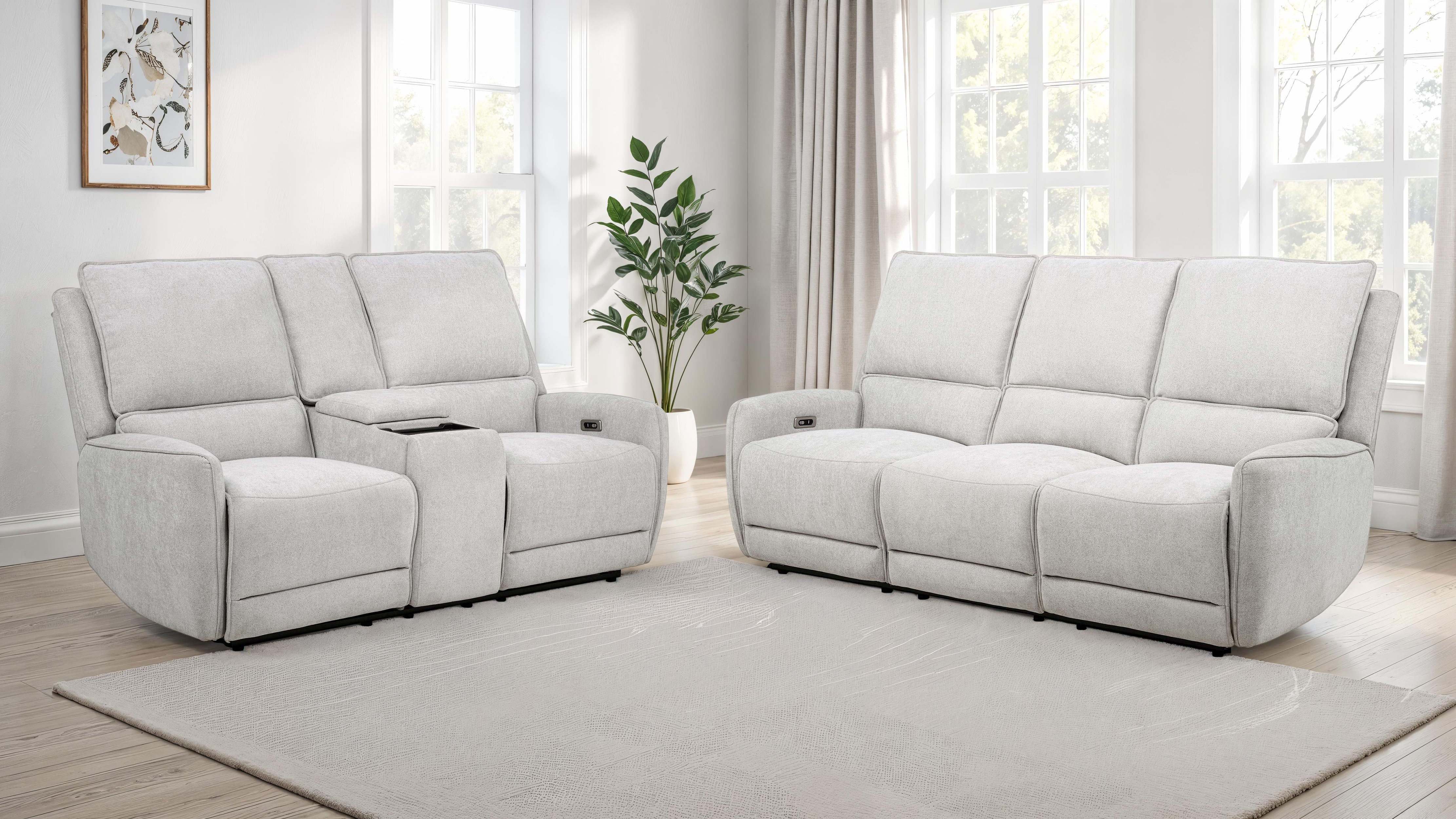 Sylmar 2-piece Chenille Power Reclining Sofa Set Dove Grey — view 1