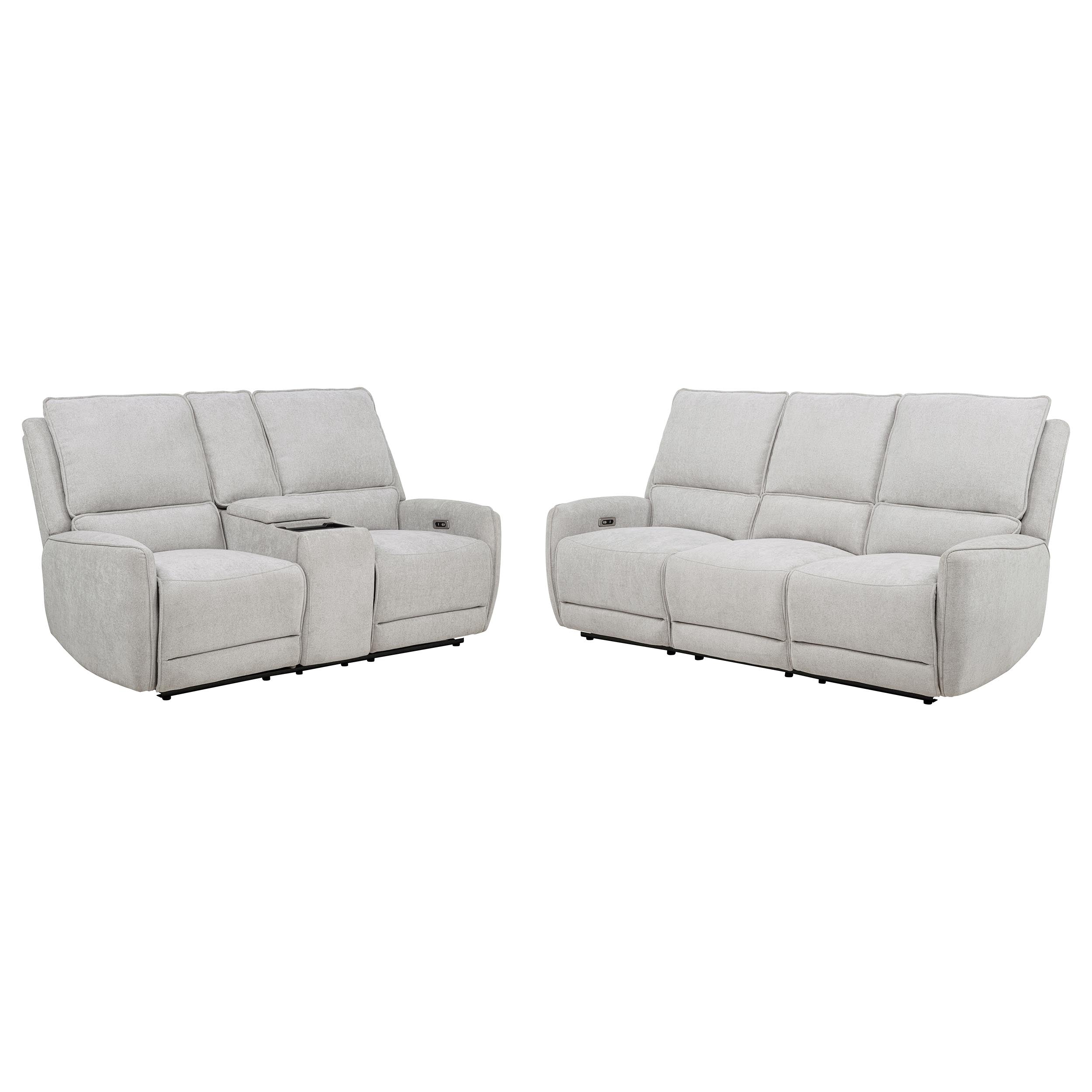 Sylmar 2-piece Chenille Power Reclining Sofa Set Dove Grey — view 2