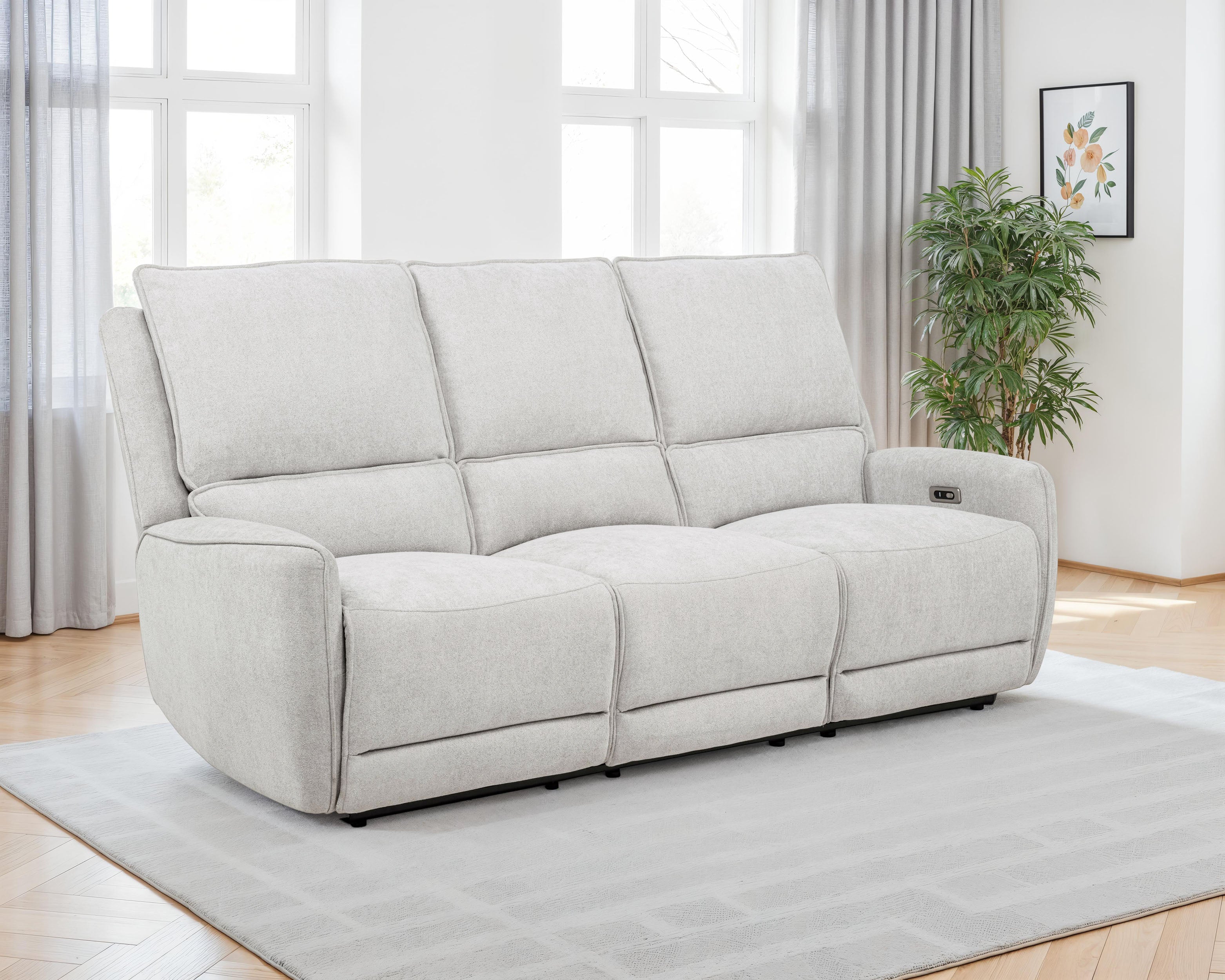 Sylmar Chenille Upholstered Power Reclining Sofa Dove Grey — view 2