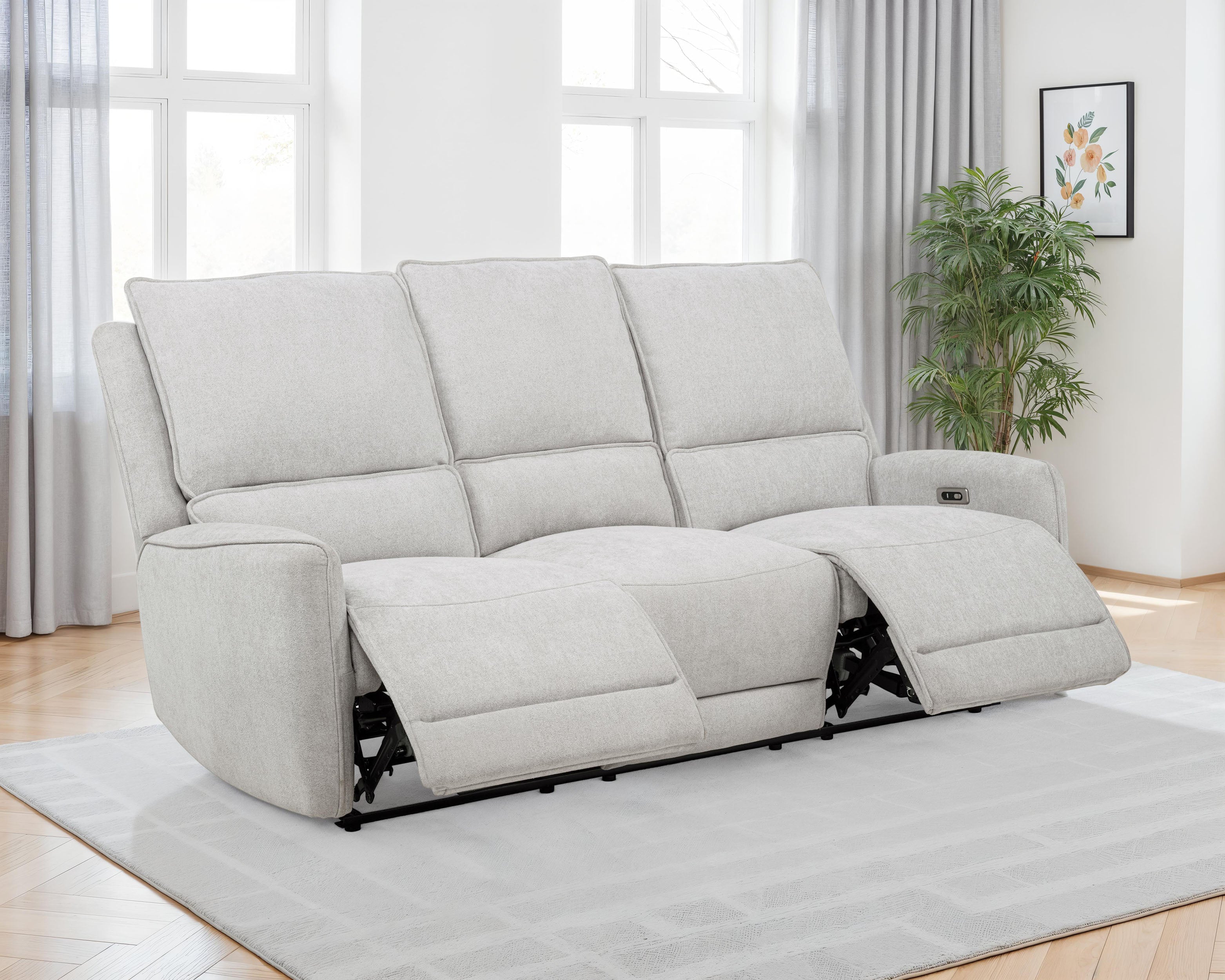Sylmar Chenille Upholstered Power Reclining Sofa Dove Grey — view 3
