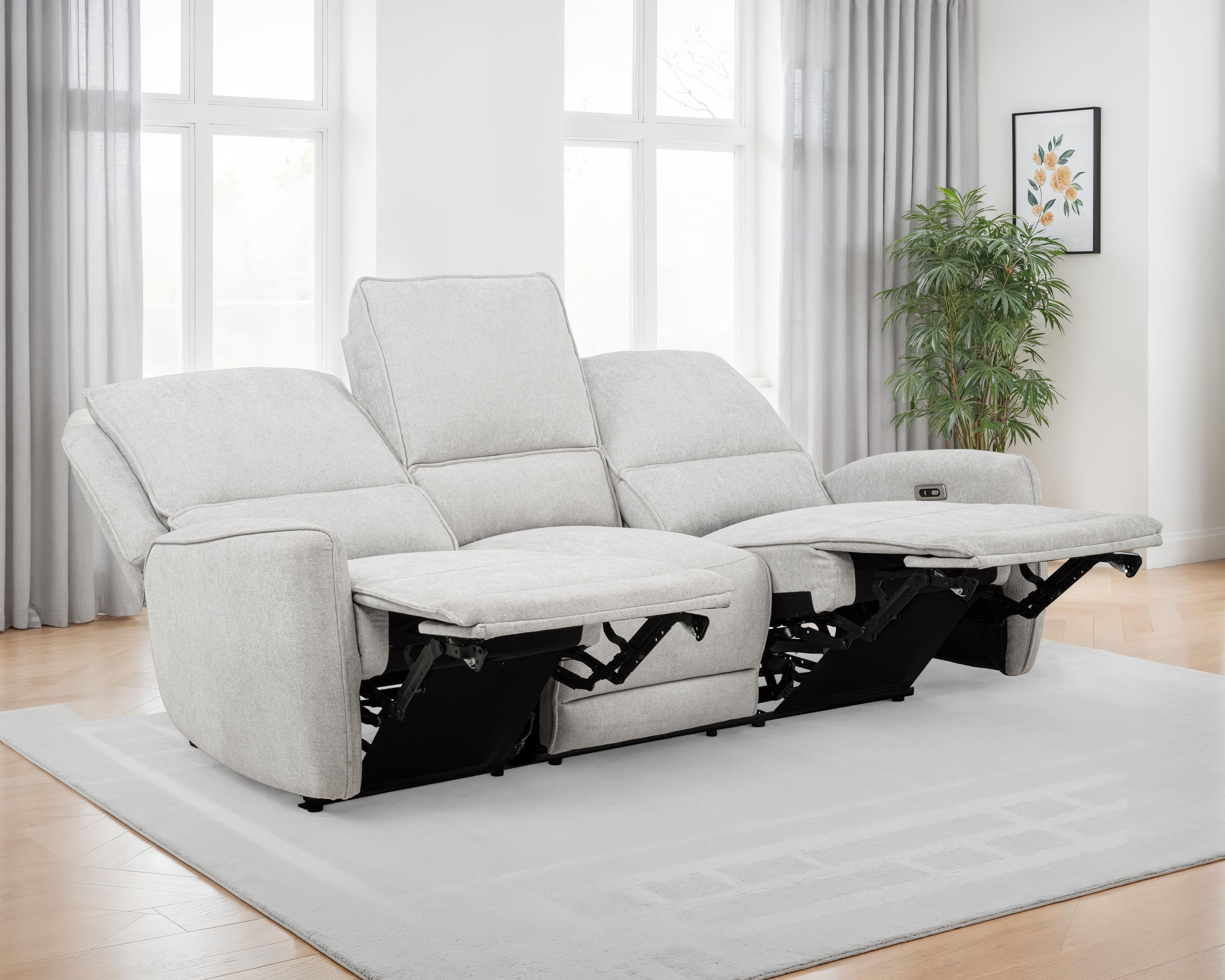 Sylmar Chenille Upholstered Power Reclining Sofa Dove Grey — view 4