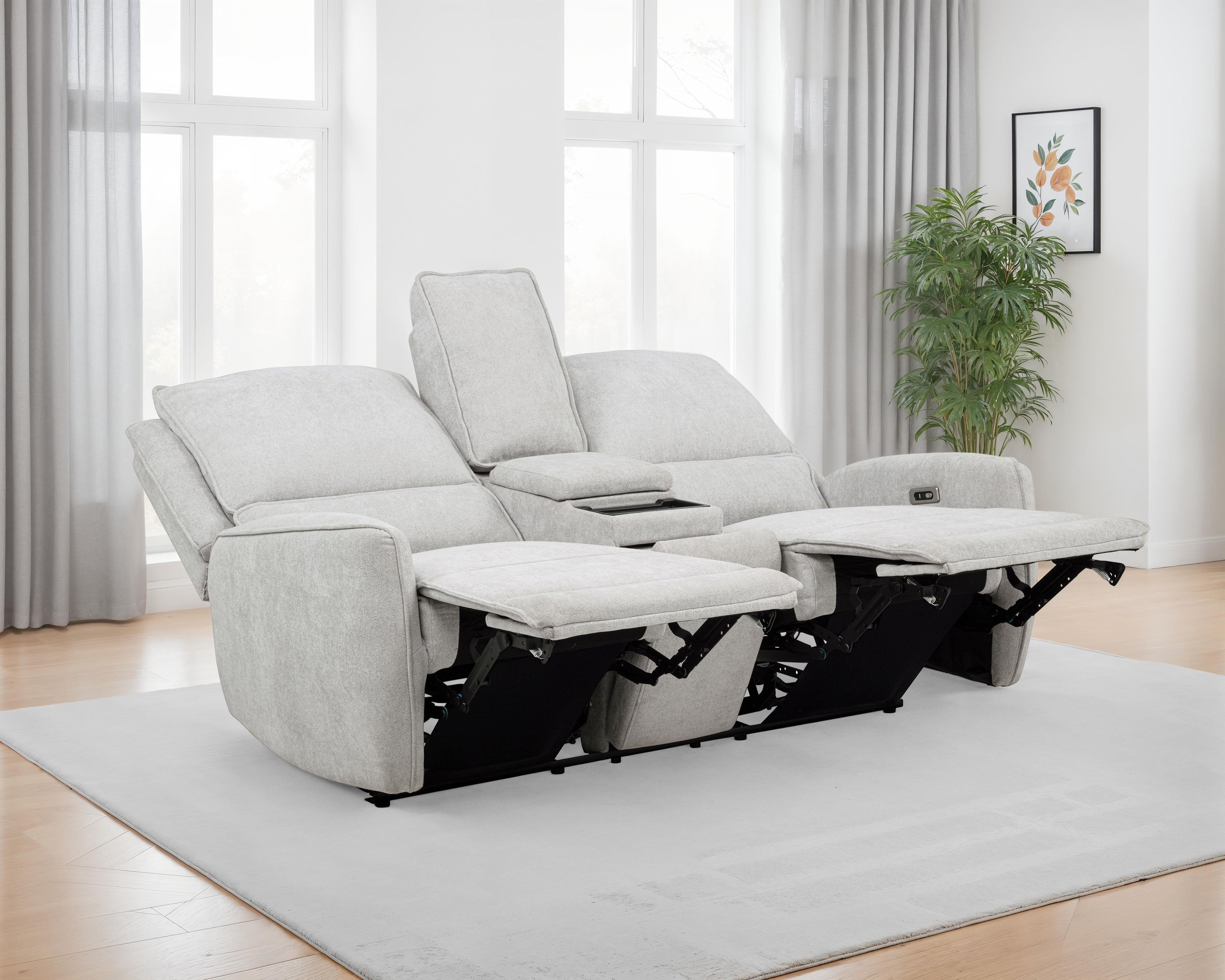 Sylmar Chenille Upholstered Power Reclining Loveseat Dove Grey — view 4