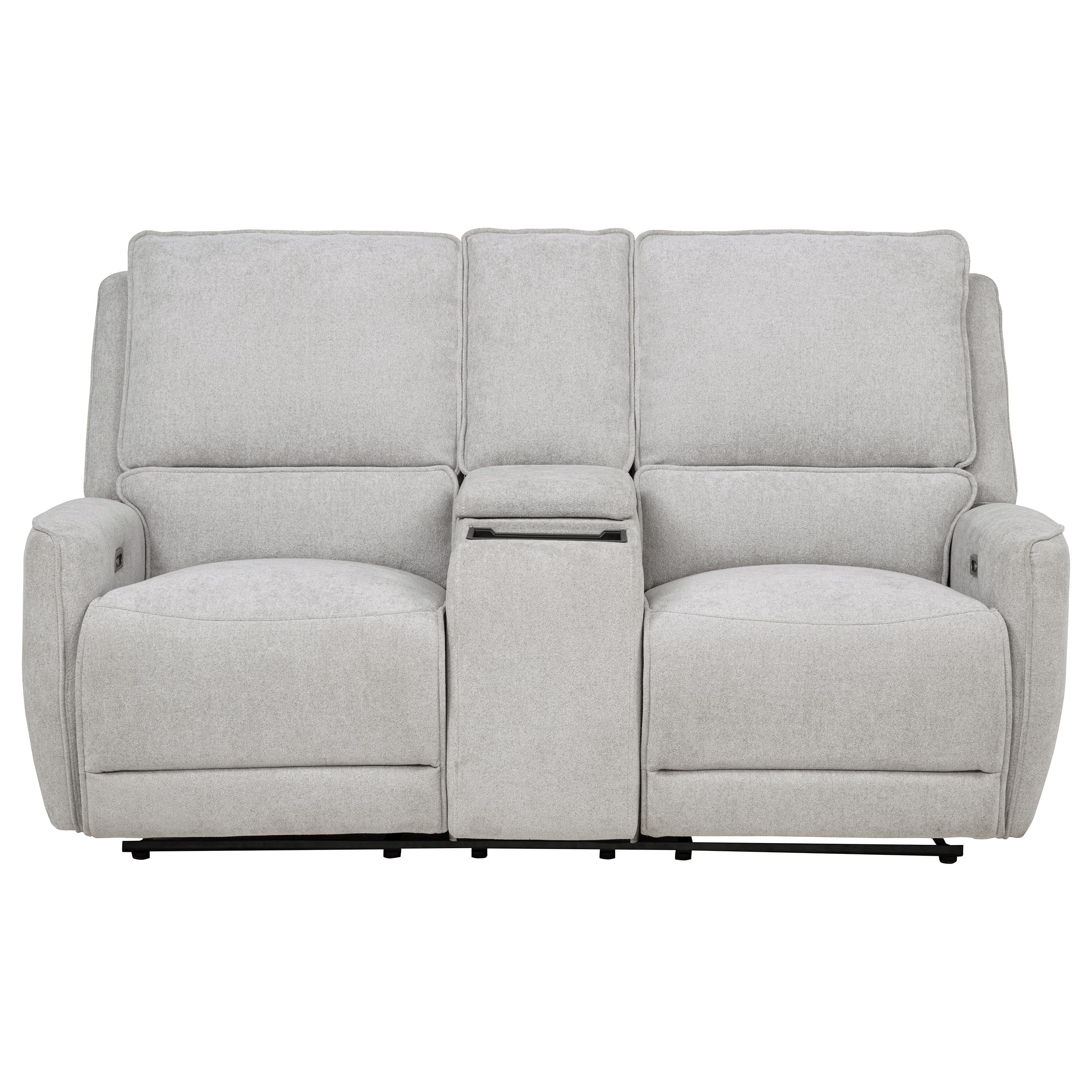 Sylmar Chenille Upholstered Power Reclining Loveseat Dove Grey — view 7
