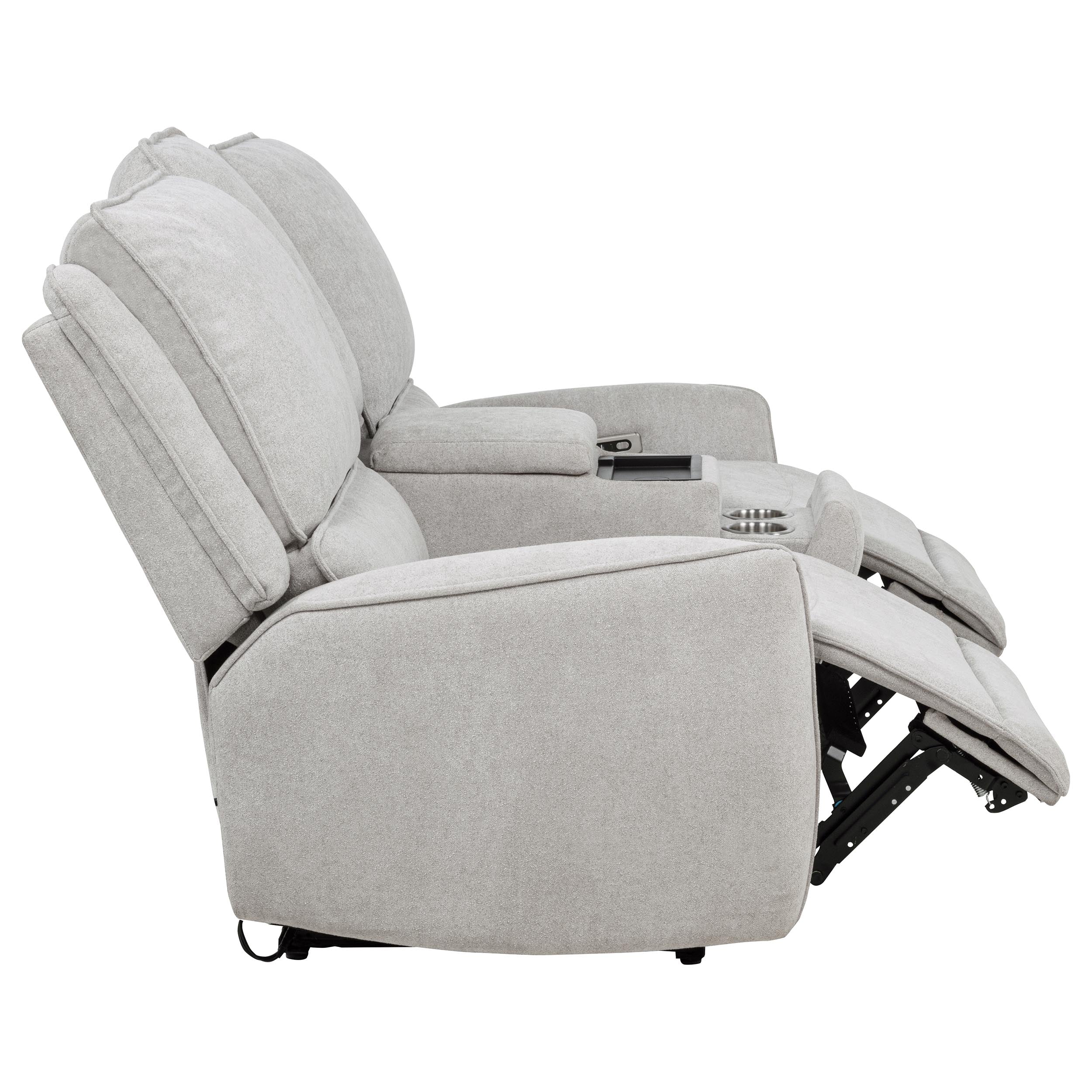 Sylmar Chenille Upholstered Power Reclining Loveseat Dove Grey — view 10