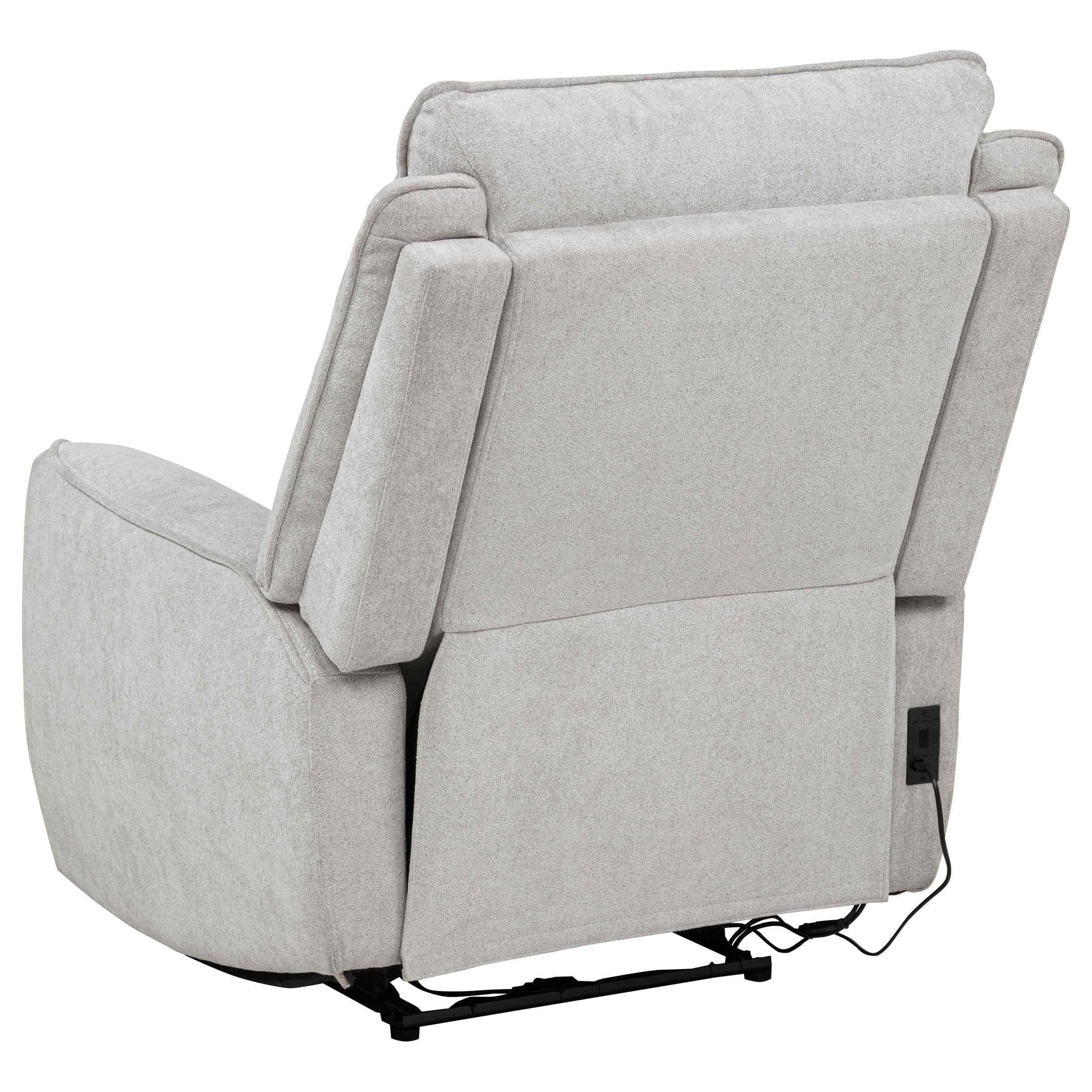 Sylmar Chenille Upholstered Power Recliner Dove Grey — view 6