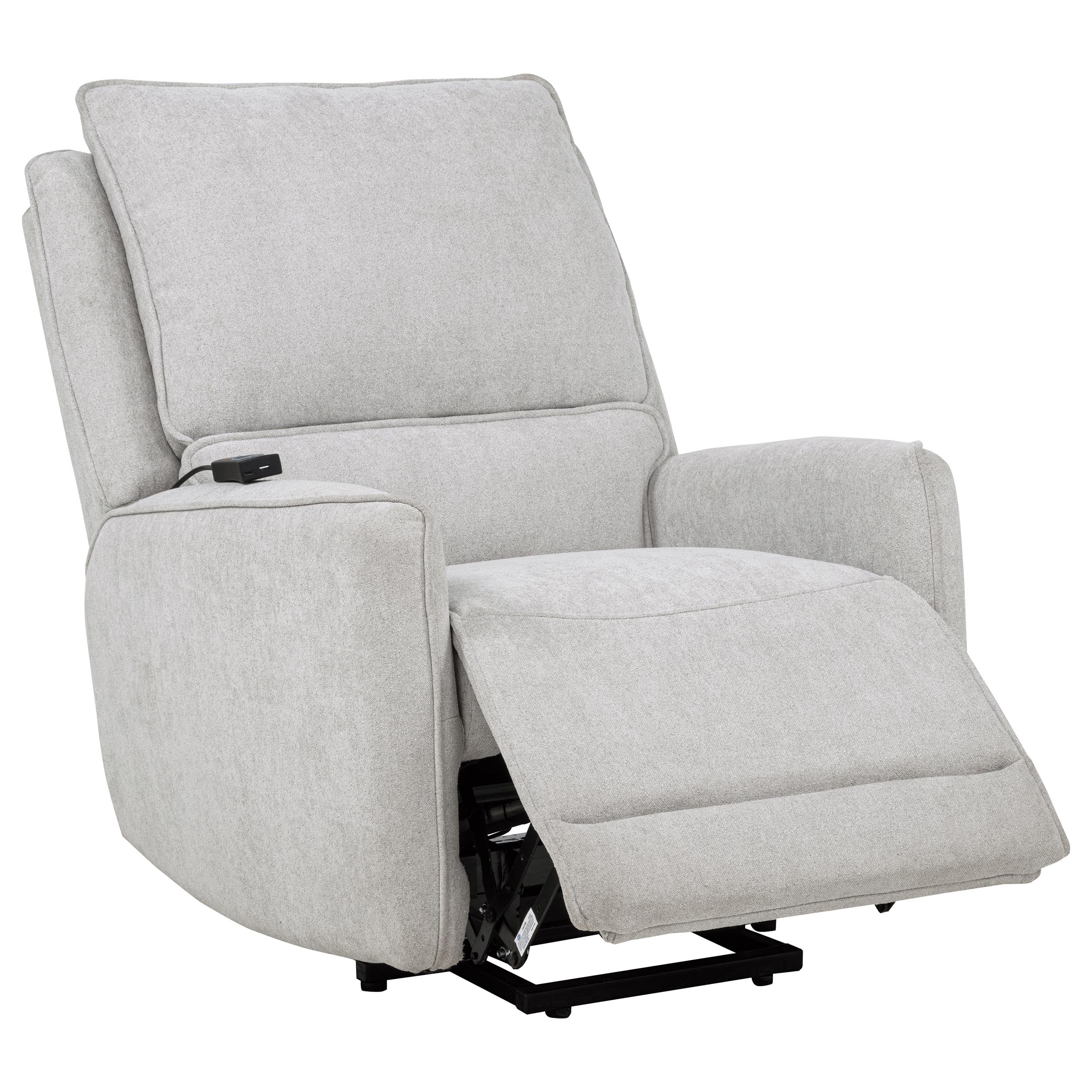 Sylmar Chenille Upholstered Dual Power Lift Recliner Dove Grey — view 3