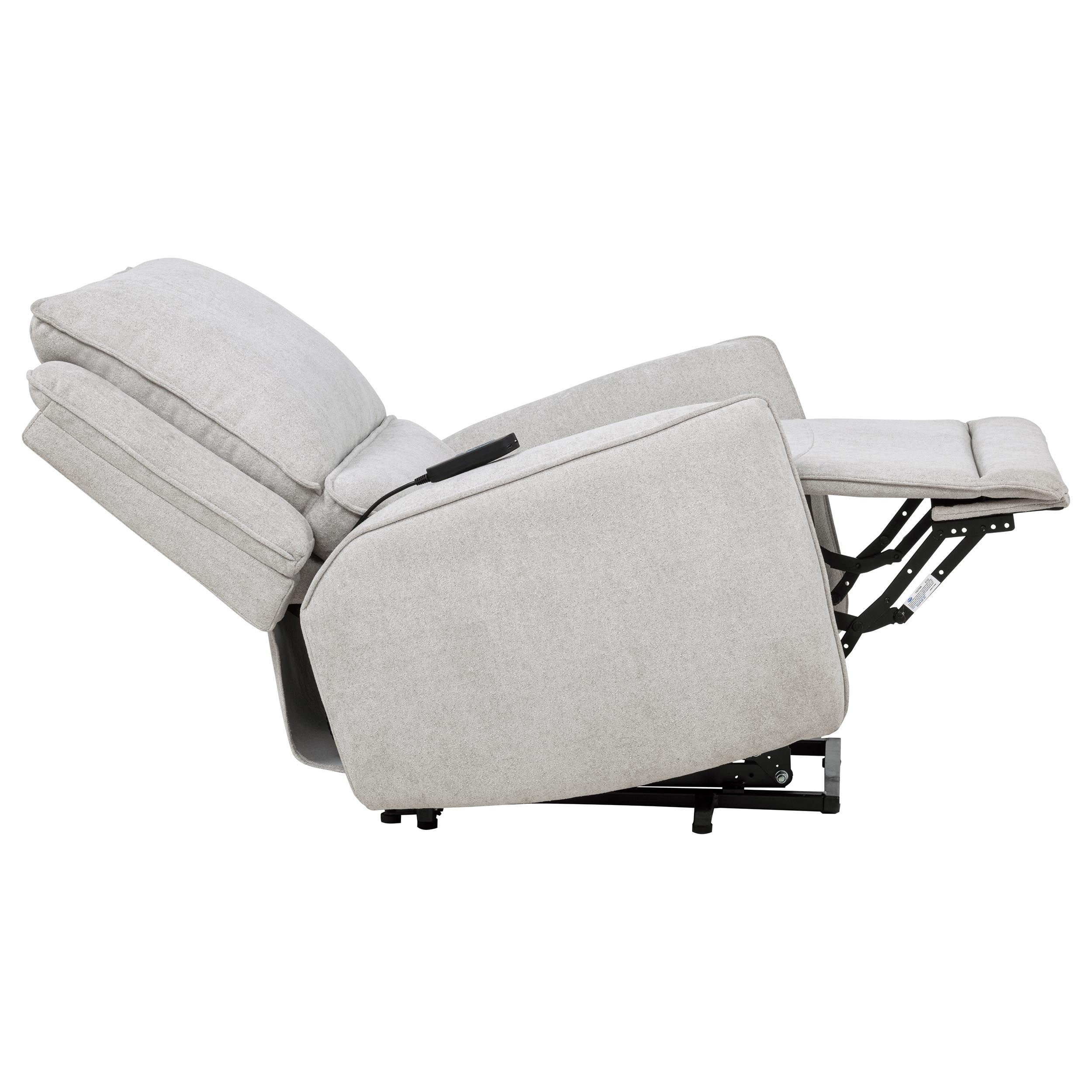 Sylmar Chenille Upholstered Dual Power Lift Recliner Dove Grey — view 11