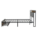 Modern Bed Frame With LED Lights, Upholstered Headboard, USB Charging