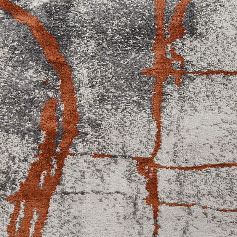 Quarry - 5.25' X 6.5' Abstract Area Rug - Gray / Orange