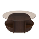 Round Coffee Table With Storage For Living Room - Walnut