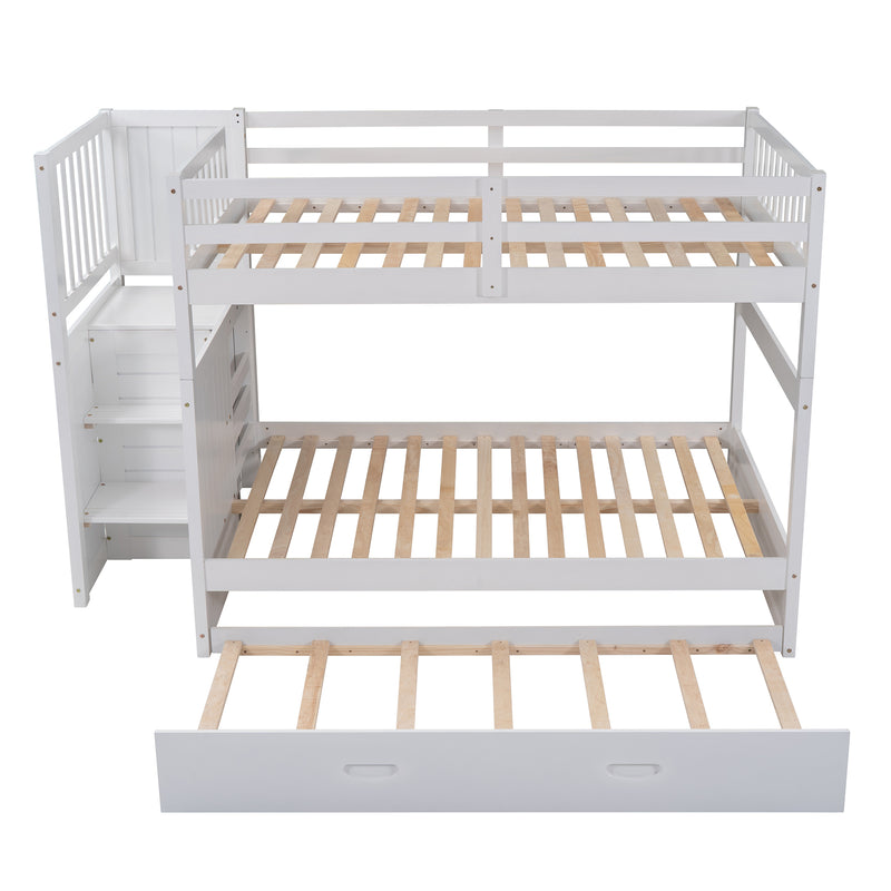 Full over Full Bunk Bed with Twin Size Trundle, White (old sku: LT000026AAK )