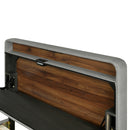 Full size Upholstered Platform Bed with Storage Headboard, Sensor Light and a set of Sockets and USB Ports, Linen Fabric, Gray