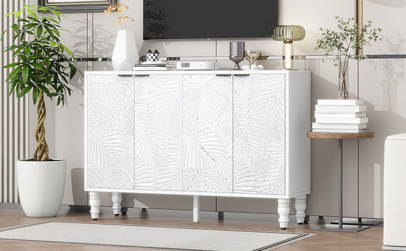 Modern TV Stand With 2 Spacious Storage Space And Anti-Tip Device