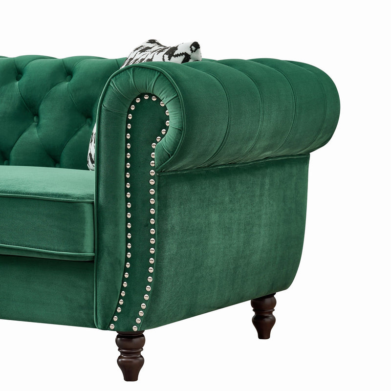 Chesterfield Set With Roll Armrest & Nailhead