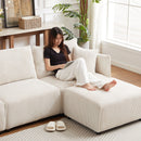 Modern Minimalist Corduroy Combination Sofa With 2 Comfort Cushions With USB & C Charging Ports