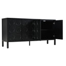 Stylish Storage Cabinet Sideboard With Unique Geometric Circle Door Design - Black