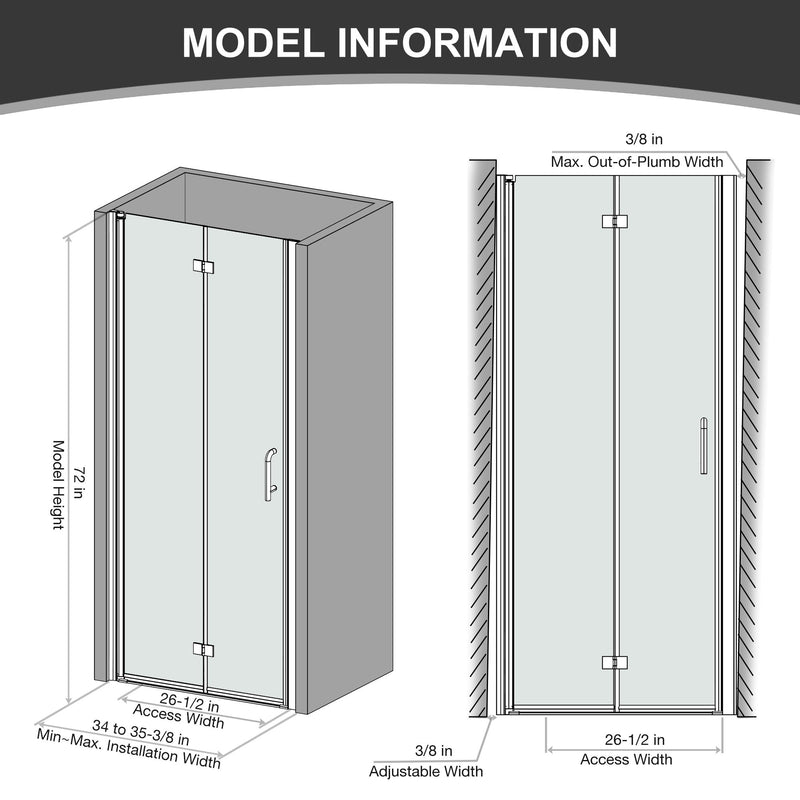 Bi-Fold Semi-Frameless Shower Doors In Matte With Clear Glass