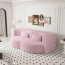Modern Floor Sofa, With 2 Pillows, Convertible Teddy Fabric Foam Filled Bed