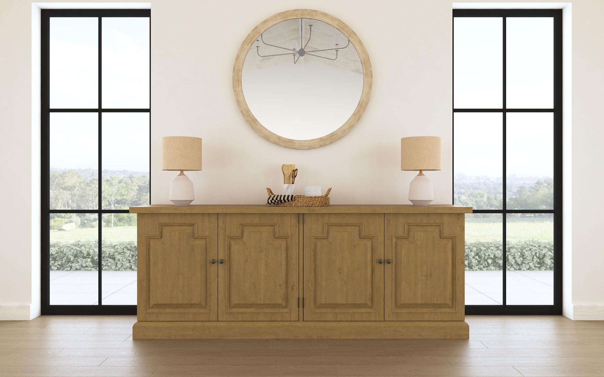 Florence 4-door Dining Sideboard Buffet Cabinet Rustic Honey