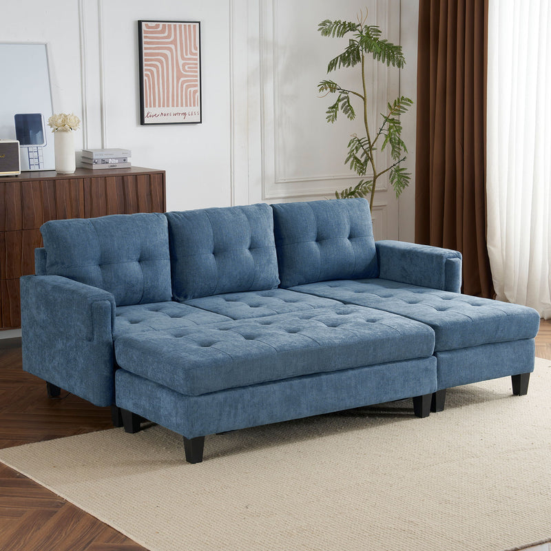 L Shaped Sofa Sectional Couch Sofa Bed With Two USB Ports, A Movable Ottoman And A Reversible Chaise Lounge For Living Room