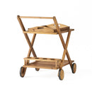 Riviera Bar Cart Stained Mobile With Wheels For Entertaining - Natural Stained