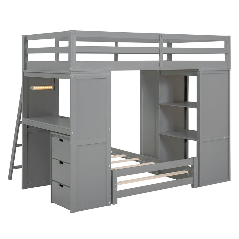 Bunk Bed With LED Light And USB Ports