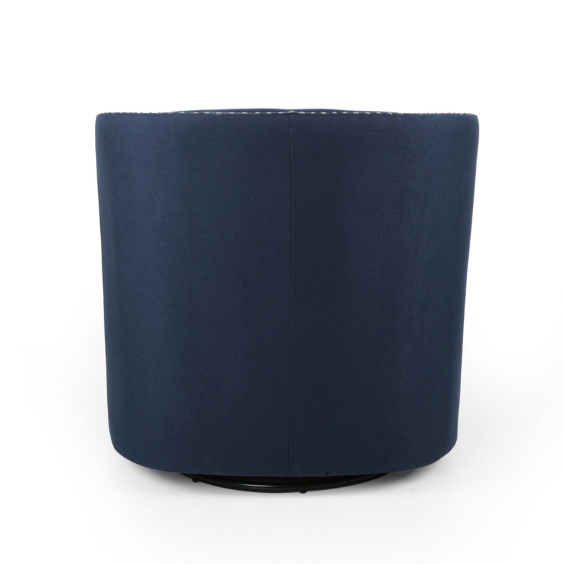 Modern Upholstered Swivel Club Chair With Nailhead Trim