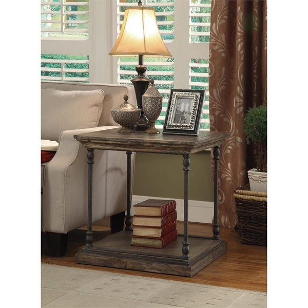Edward Rustic End Table with Storage Shelf
