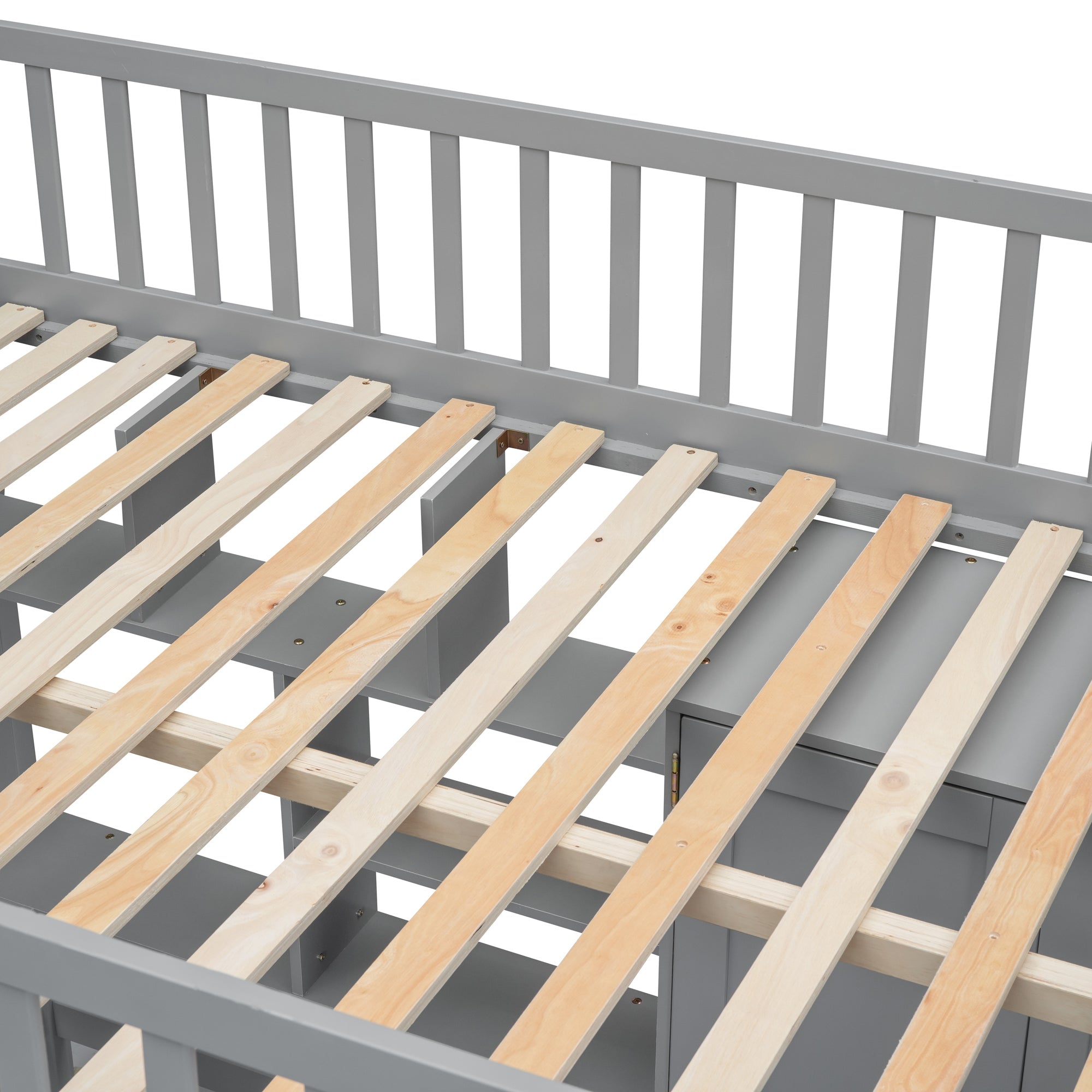 Full size Loft Bed with Bookshelf,Drawers,Desk,and Wardrobe-Gray - Atlantic Fine Furniture Melbourne FL