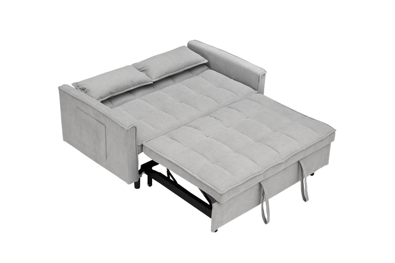 Two-Seat Casual Sofa With Pull Out Bed, Living Room Furniture - Light Gray