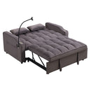Modern Velvet Loveseat Futon Sofa With Pullout Bed, Adjustable Reclining Backrest, Toss Pillows