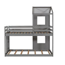 Bunk Bed Wood Bed & Roof, Window, Guardrail, Ladder