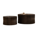 Cylindrical Coffee Table With Vertical Texture Relief