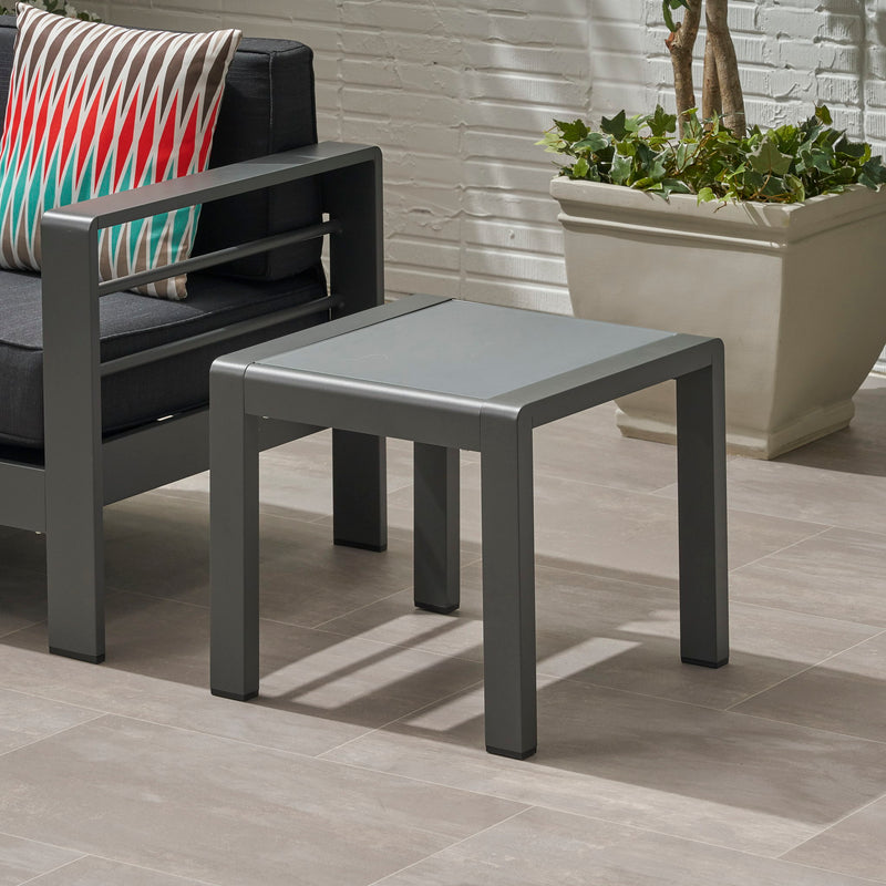 Cape Coral - Contemporary Side Table With Frosted Glass Top