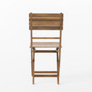 Outdoor Foldable Wood Dining Chair With Slat Design (Set of 2)