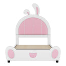 Upholstered Platform Bed With Rabbit Shaped Headboard