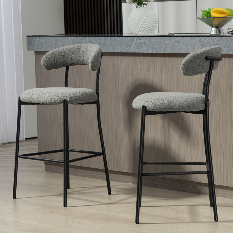 Counter Height Bar Stools Teddy Fabric Cover Kitchen Island Counter Bar Stool With Footrest