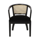 Elegant Dining Chair With Cane Web Backrests And Velvet Upholstery