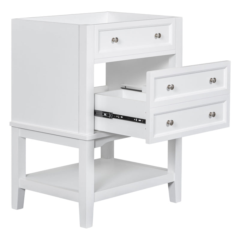 24" Bathroom Vanity Without Sink, Base Only, Storage Cabinet With Drawer And Open Shelf - White