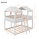 Full Over Full WoodBunk Bed with Roof, Window, Guardrail, Ladder(White)( old sku: LT000031AAK )