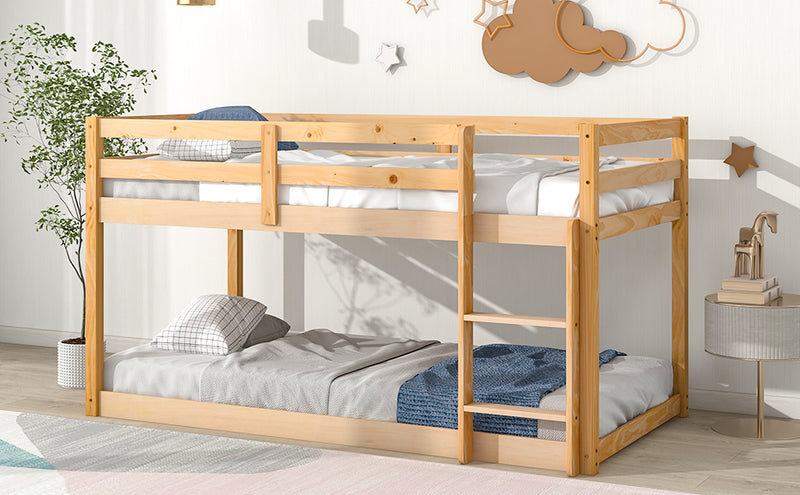 Twin over Twin Floor Bunk Bed,Natural(New SKU:W504P148543)