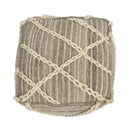 Modern Wool Rope Square Pouf Ottoman Floor Cushion - Gray / Ivory